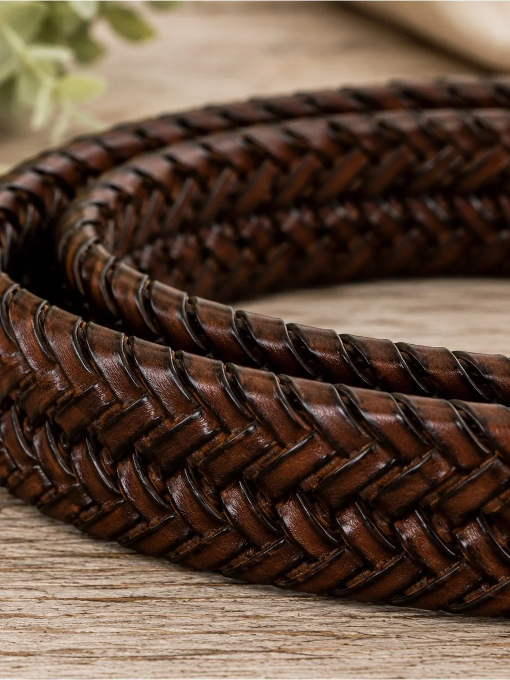 Dockers Braided Leather Belt Brown Woven Silver Buckle Men’s Size 40